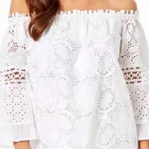 Lilly Pulitzer White shoulder off women top